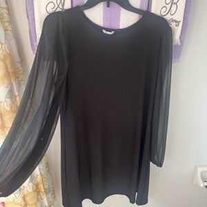 Black Sheer-Sleeve Dress